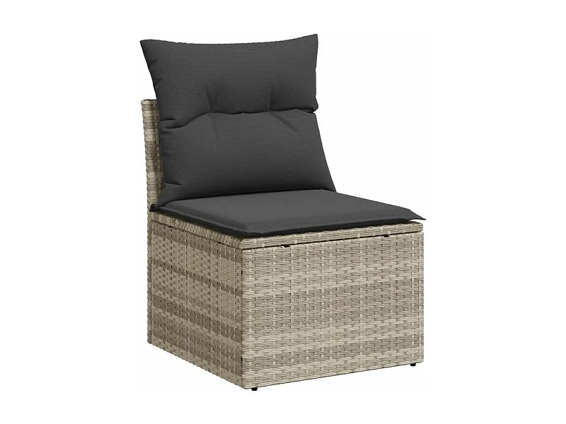 Chaise de jardin sans accoudoirs avec coussins gris clair rotin
