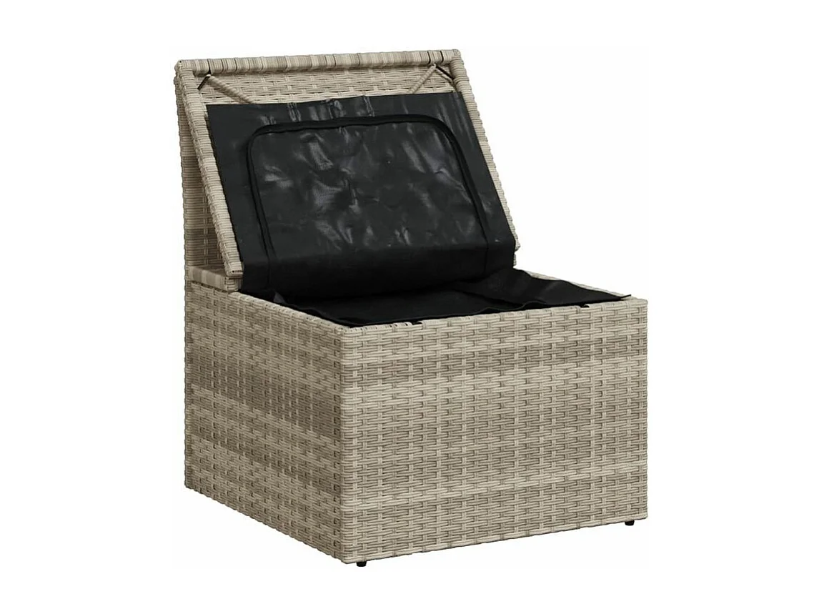 Chaise de jardin sans accoudoirs avec coussins gris clair rotin