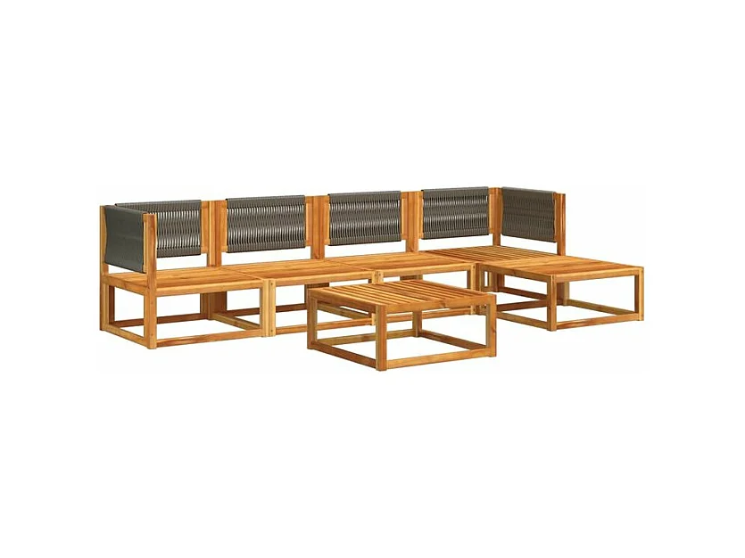 Salon de jardin avec coussins 6 pcs bois d'acacia solide