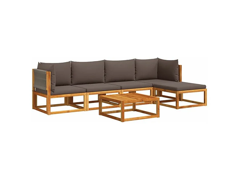 Salon de jardin avec coussins 6 pcs bois d'acacia solide