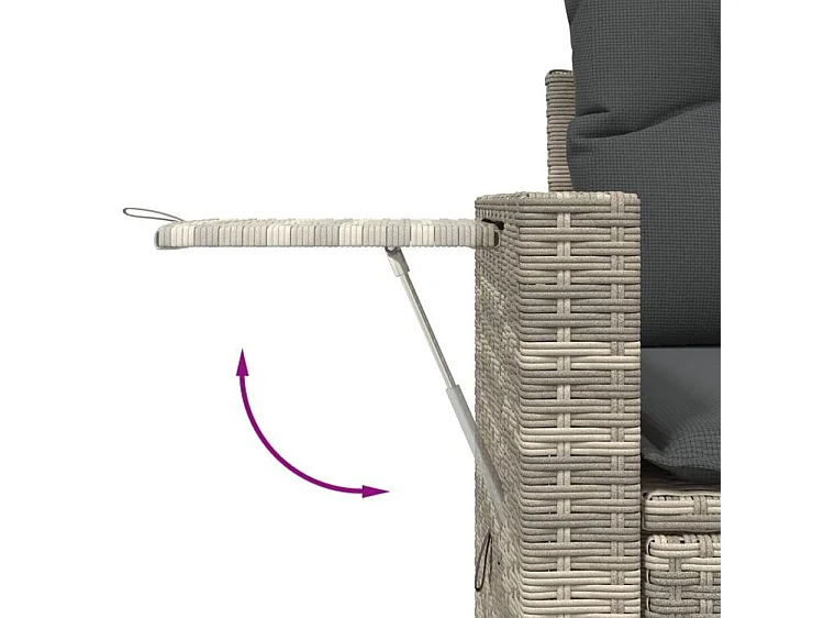 Salon de jardin avec coussins 7 pcs gris clair résine tressée