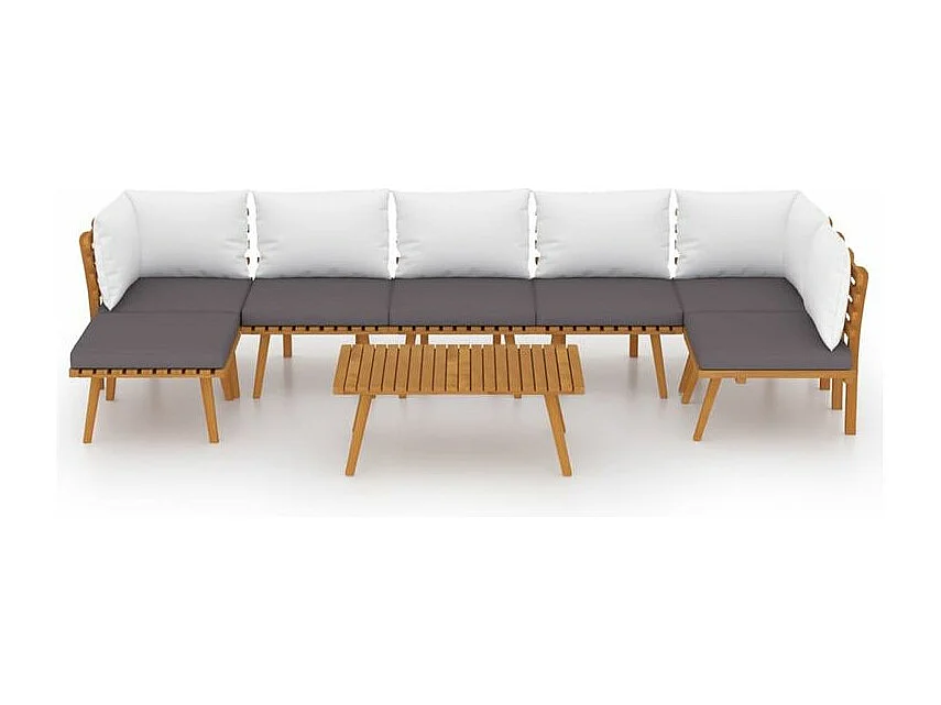 Salon de jardin 8 pcs avec coussins Bois d'acacia solide