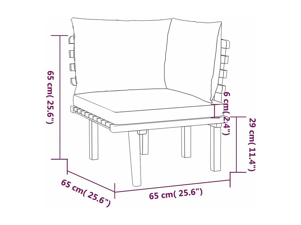 Salon de jardin 8 pcs avec coussins Bois d'acacia solide