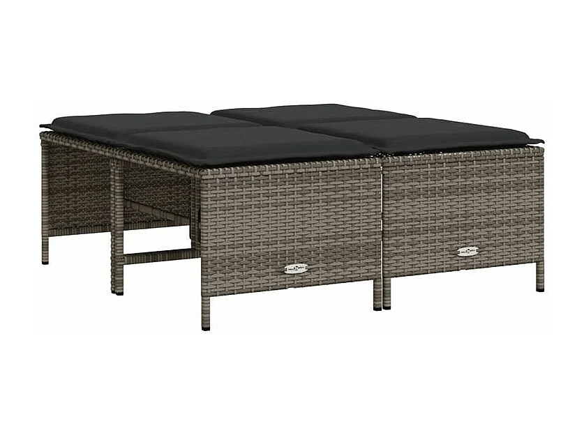 Salon de jardin 5 pcs avec coussins gris résine tressée