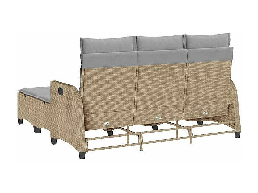 Salon de jardin avec coussins forme de L 3 pcs beige polyrotin