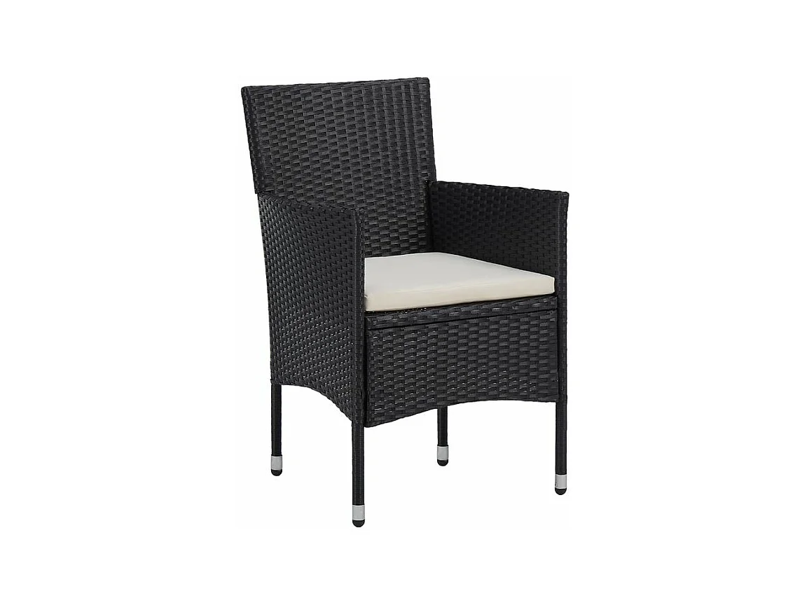 Mobilier à dîner de jardin 3 pcs Résine tressée Noir