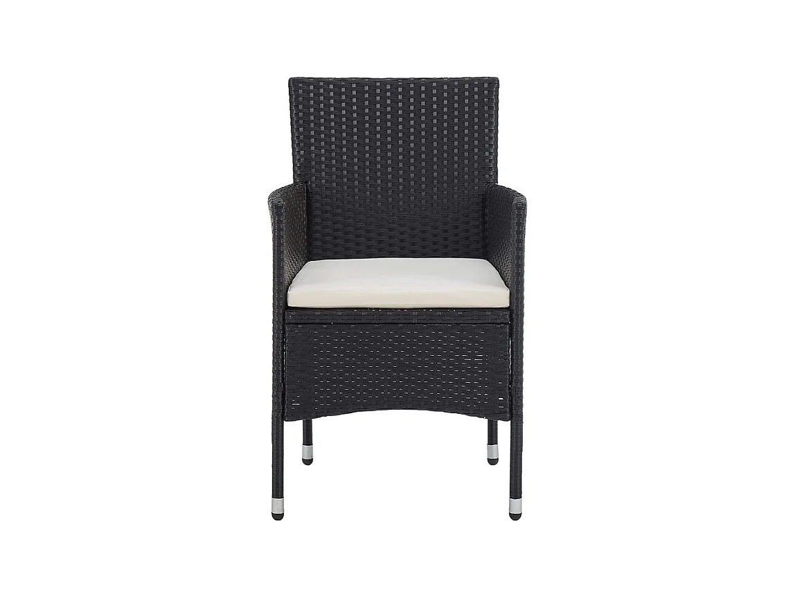 Mobilier à dîner de jardin 3 pcs Résine tressée Noir