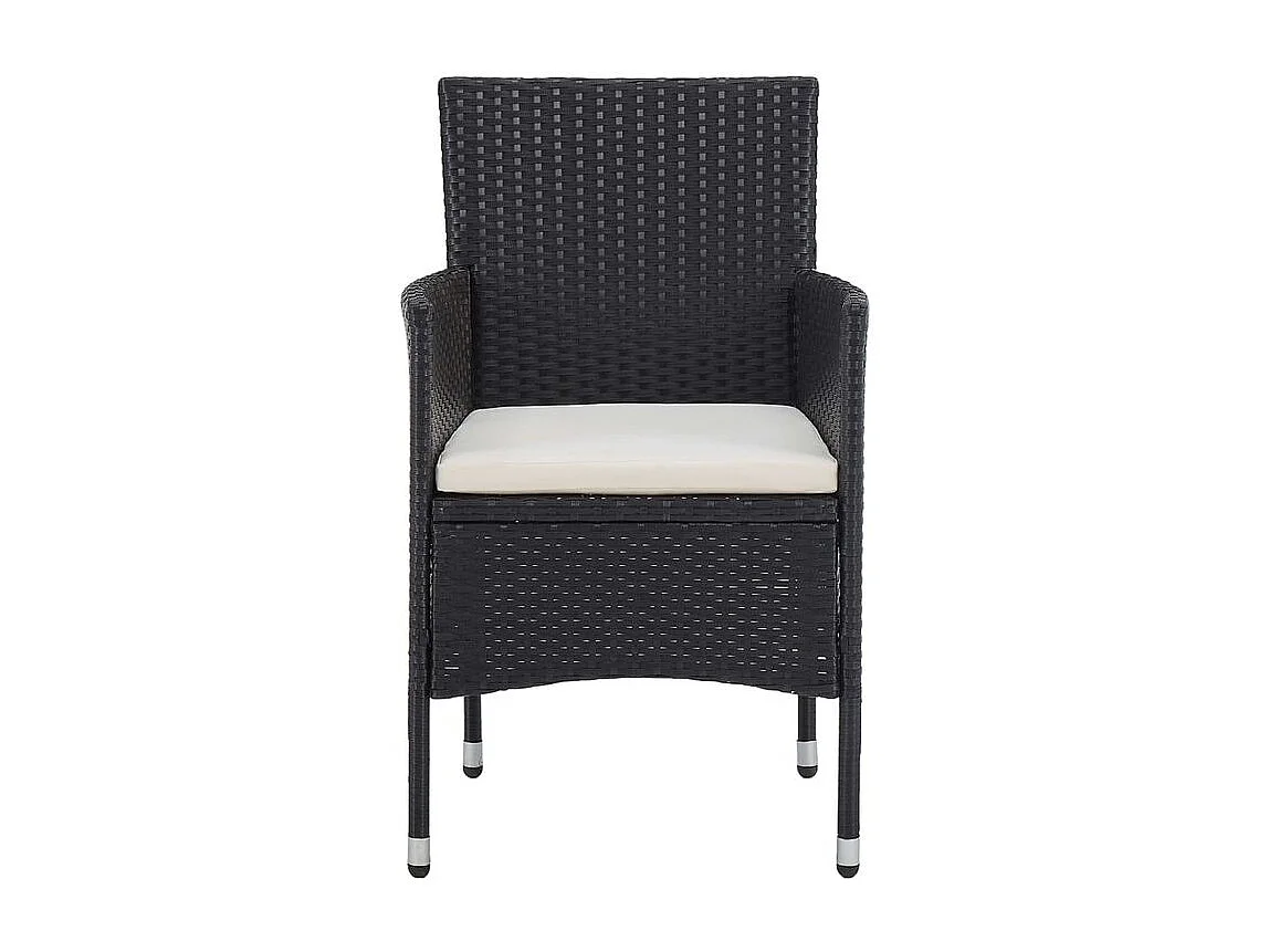 Mobilier à dîner de jardin 3 pcs Résine tressée Noir