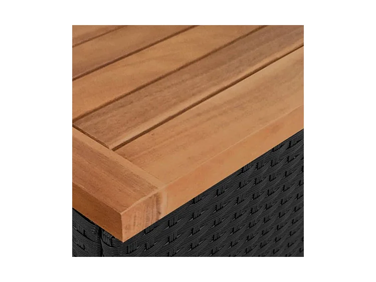 Salon de jardin avec coussins 2 pcs noir résine tressée acacia