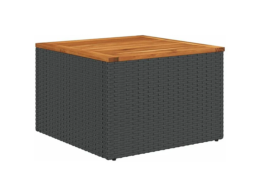 Salon de jardin avec coussins 2 pcs noir résine tressée acacia
