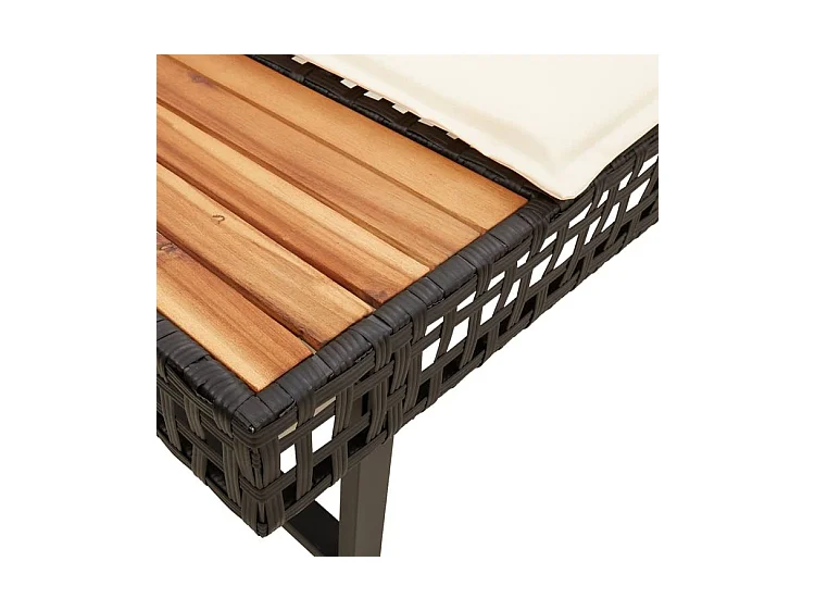 Salon de jardin avec coussins 2 pcs noir résine tressée acacia