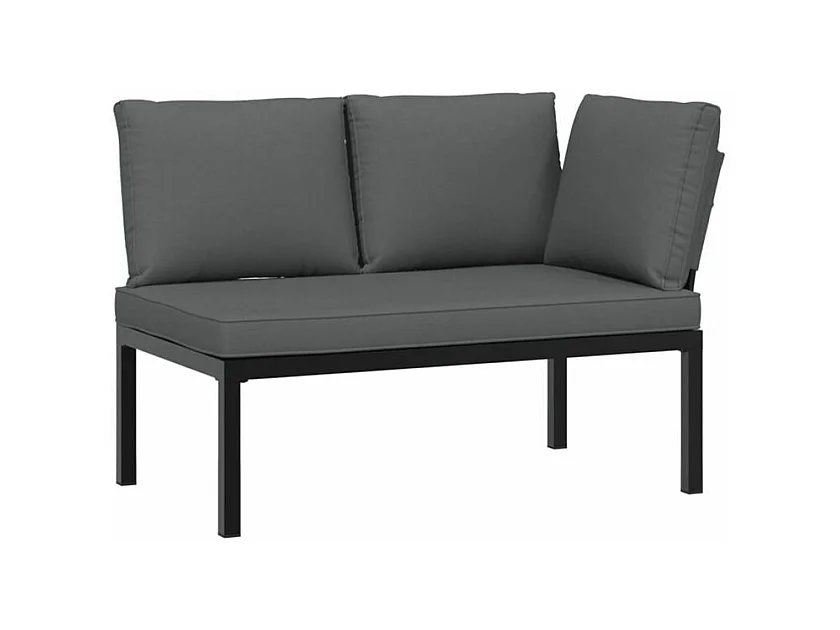 Salon de jardin 3 pcs avec coussins noir aluminium