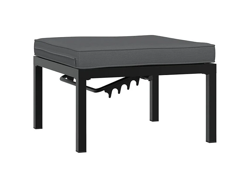 Salon de jardin 3 pcs avec coussins noir aluminium