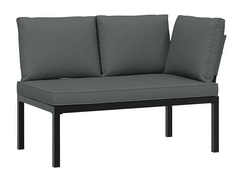 Salon de jardin 3 pcs avec coussins noir aluminium