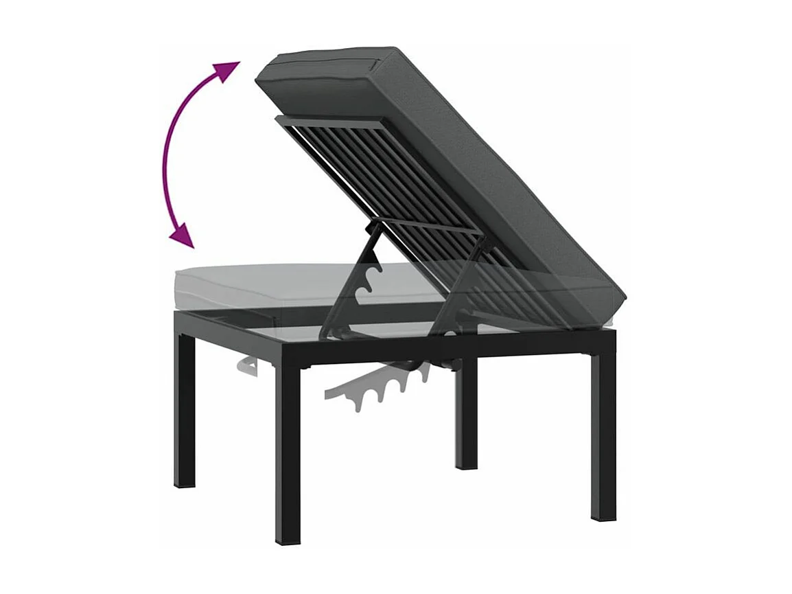 Salon de jardin 3 pcs avec coussins noir aluminium