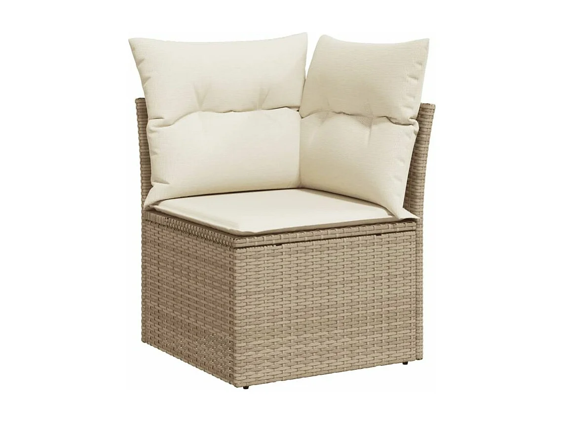 Salon de jardin avec coussins 10 pcs beige résine tressée
