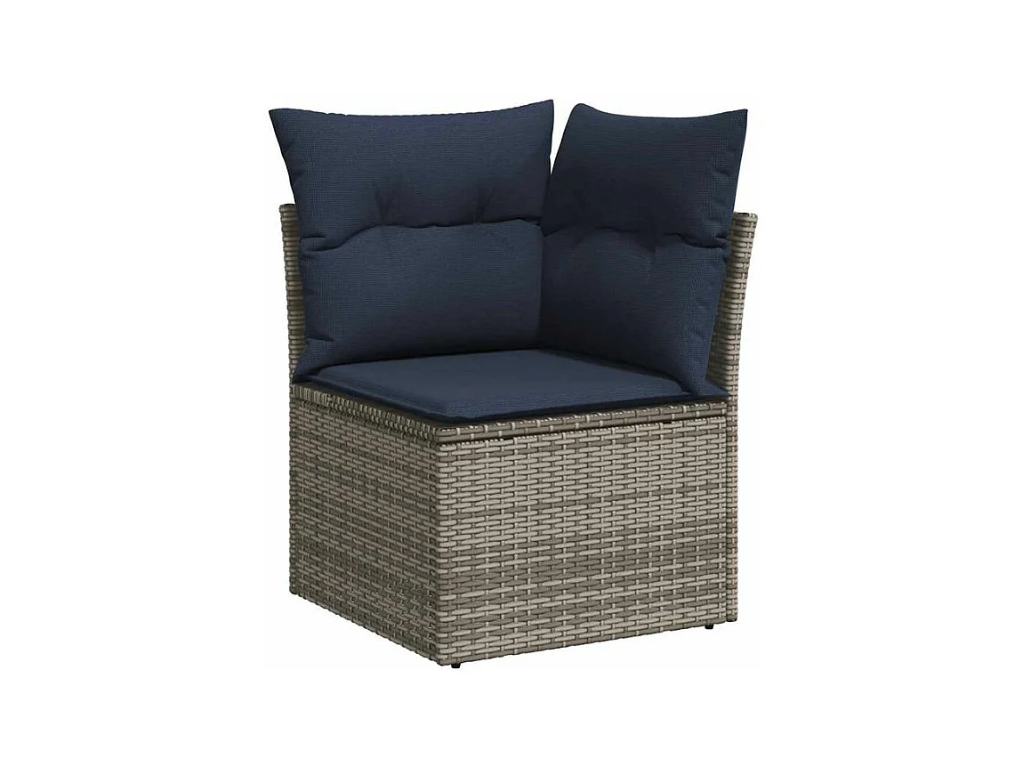 Salon de jardin avec coussins 6 pcs gris résine tressée acacia