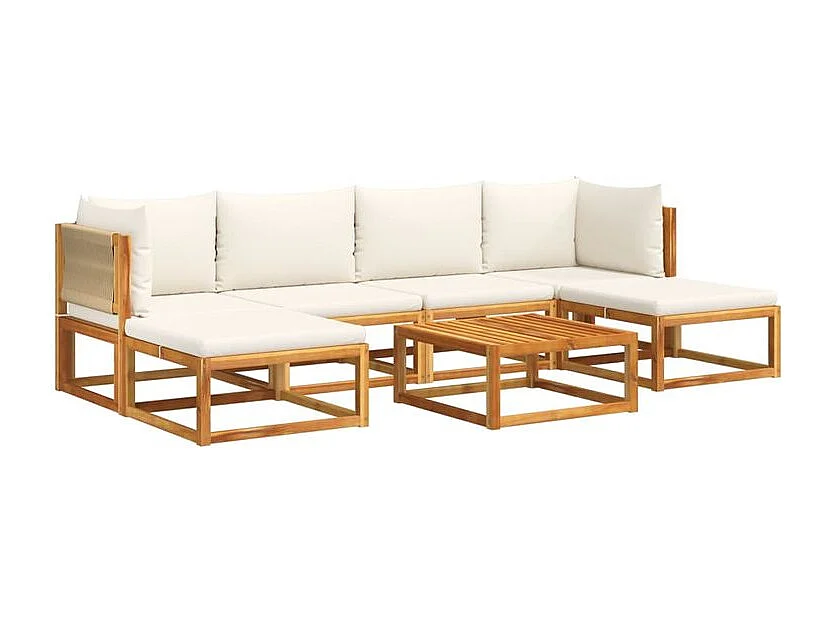 Salon de jardin avec coussins 7 pcs bois massif d'acacia