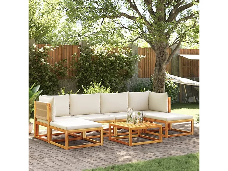 Salon de jardin avec coussins 7 pcs bois massif d'acacia