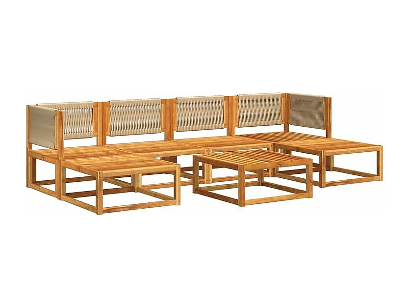Salon de jardin avec coussins 7 pcs bois massif d'acacia