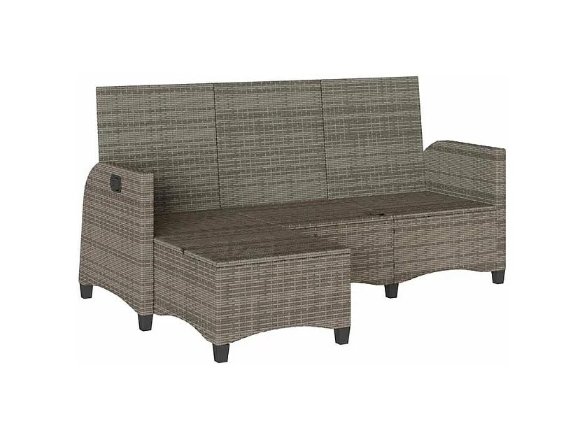 Canapé de jardin inclinable coussins forme de L gris polyrotin