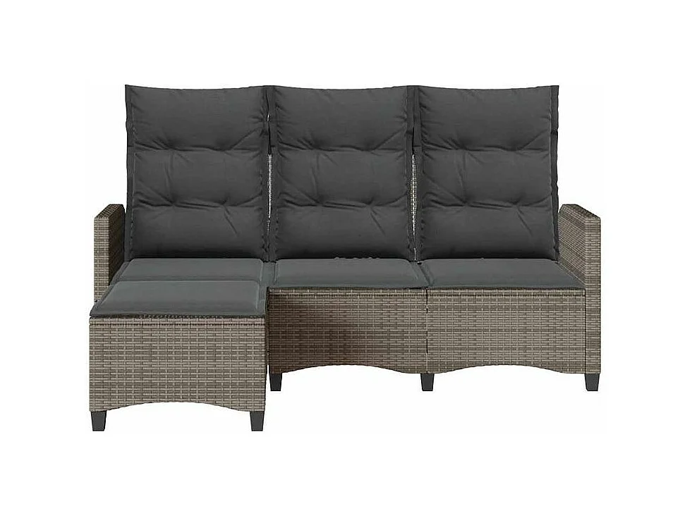 Canapé de jardin inclinable coussins forme de L gris polyrotin