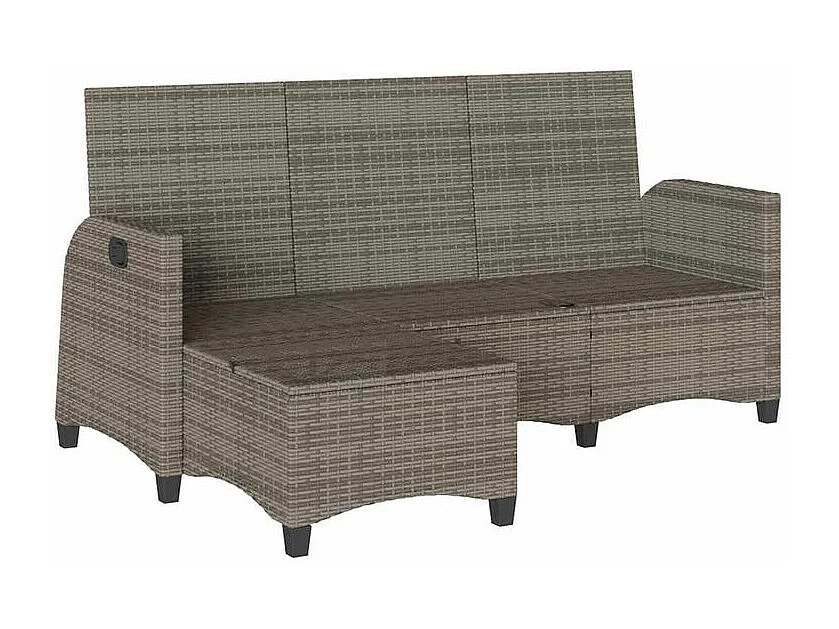 Canapé de jardin inclinable coussins forme de L gris polyrotin