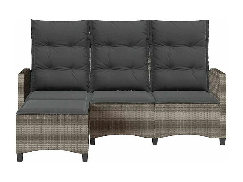 Canapé de jardin inclinable coussins forme de L gris polyrotin