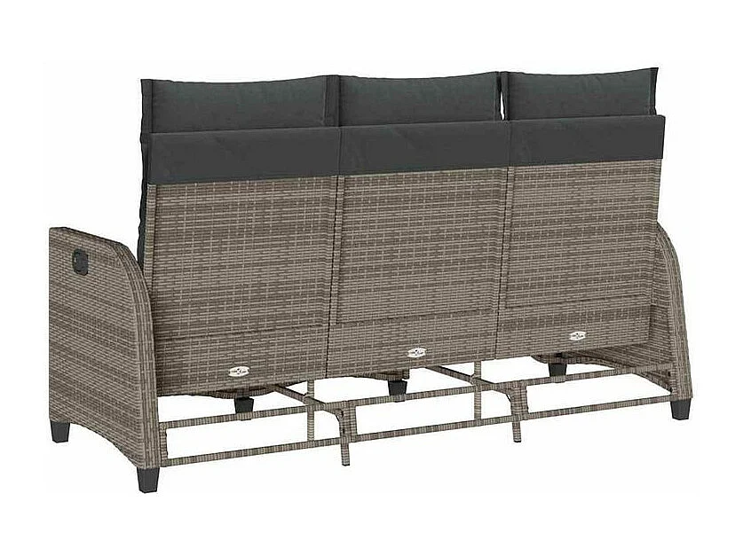 Canapé de jardin inclinable coussins forme de L gris polyrotin