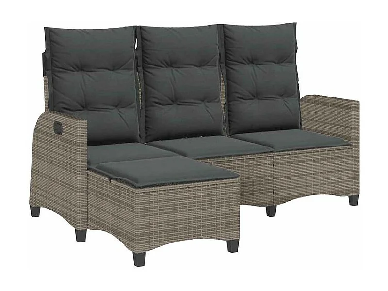 Canapé de jardin inclinable coussins forme de L gris polyrotin