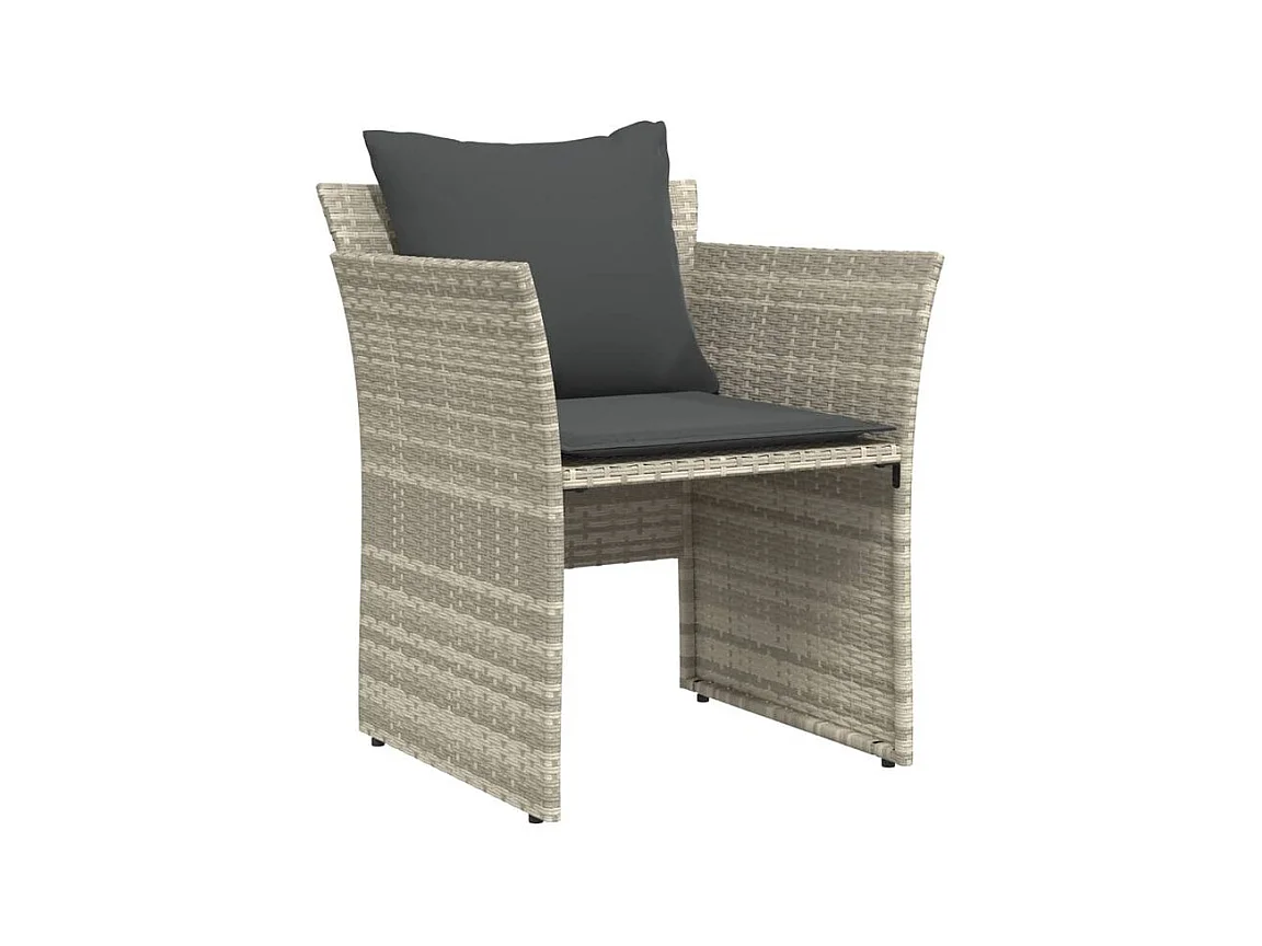 Chaise de jardin avec tabouret gris clair résine tressée