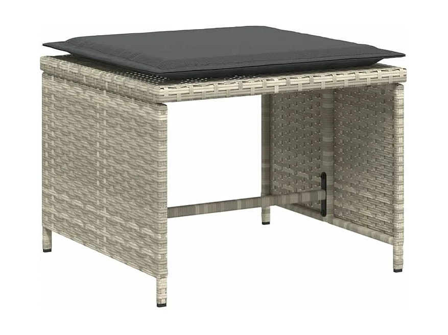 Chaise de jardin avec tabouret gris clair résine tressée