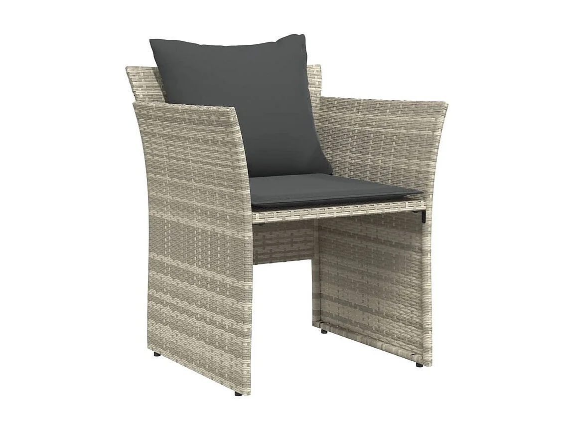 Chaise de jardin avec tabouret gris clair résine tressée