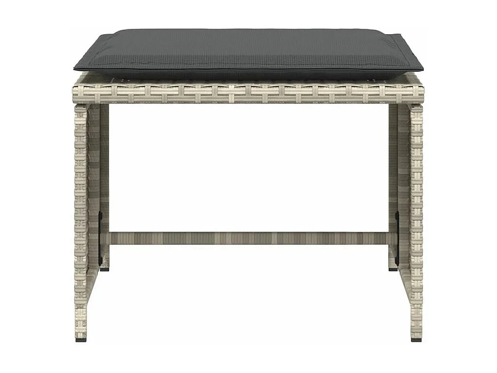 Chaise de jardin avec tabouret gris clair résine tressée