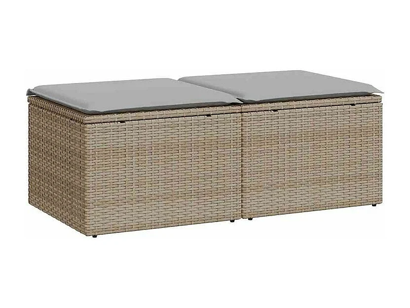 Salon de jardin avec coussins 2 pcs beige résine tressée acacia