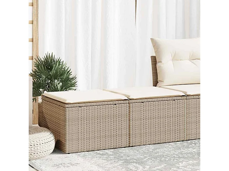 Salon de jardin avec coussins 2 pcs beige résine tressée acacia