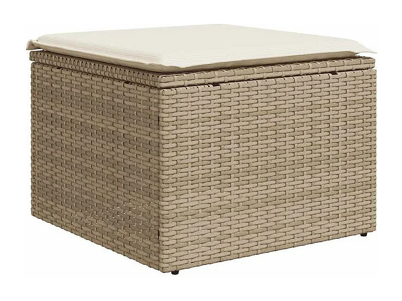 Salon de jardin avec coussins 2 pcs beige résine tressée acacia