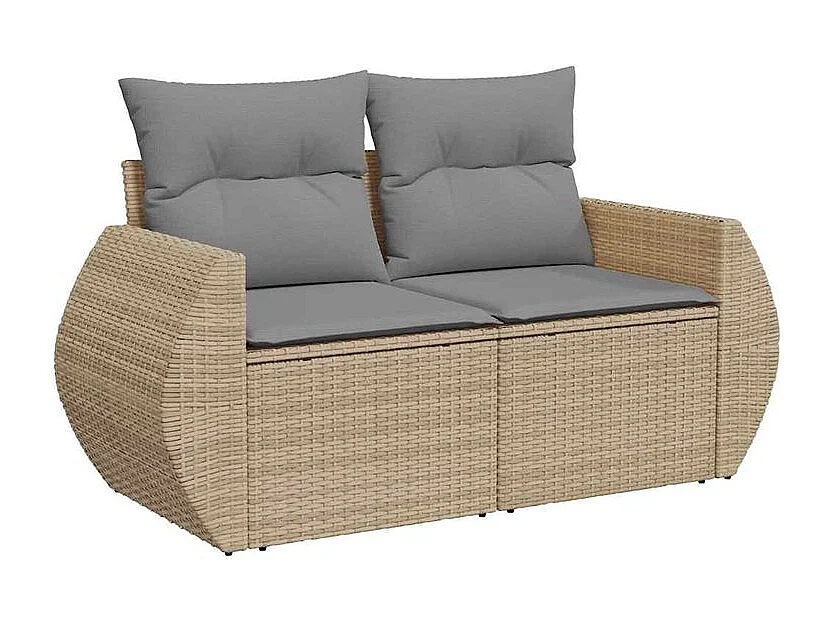Salon de jardin avec coussins 6 pcs beige résine tressée