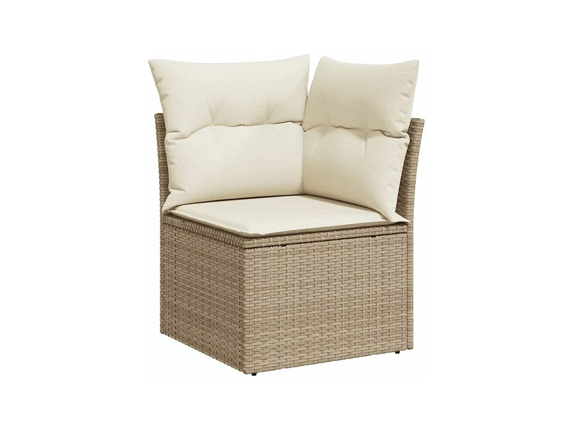Salon de jardin avec coussins 10 pcs beige résine tressée