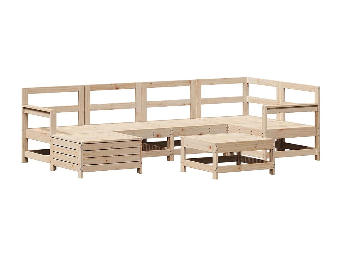 Salon de jardin 7 pcs bois de pin massif