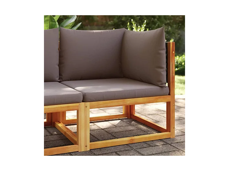 Canapé d'angle de jardin avec coussins bois massif d'acacia