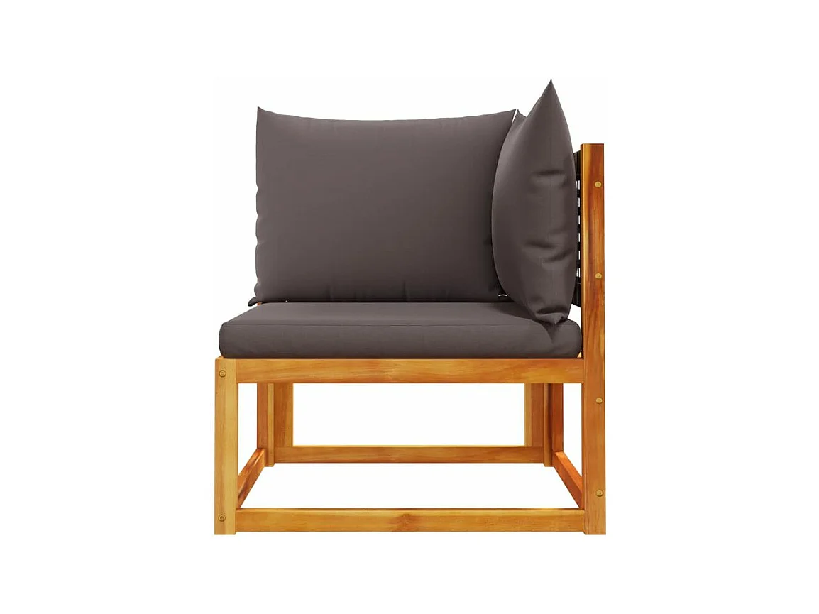 Canapé d'angle de jardin avec coussins bois massif d'acacia