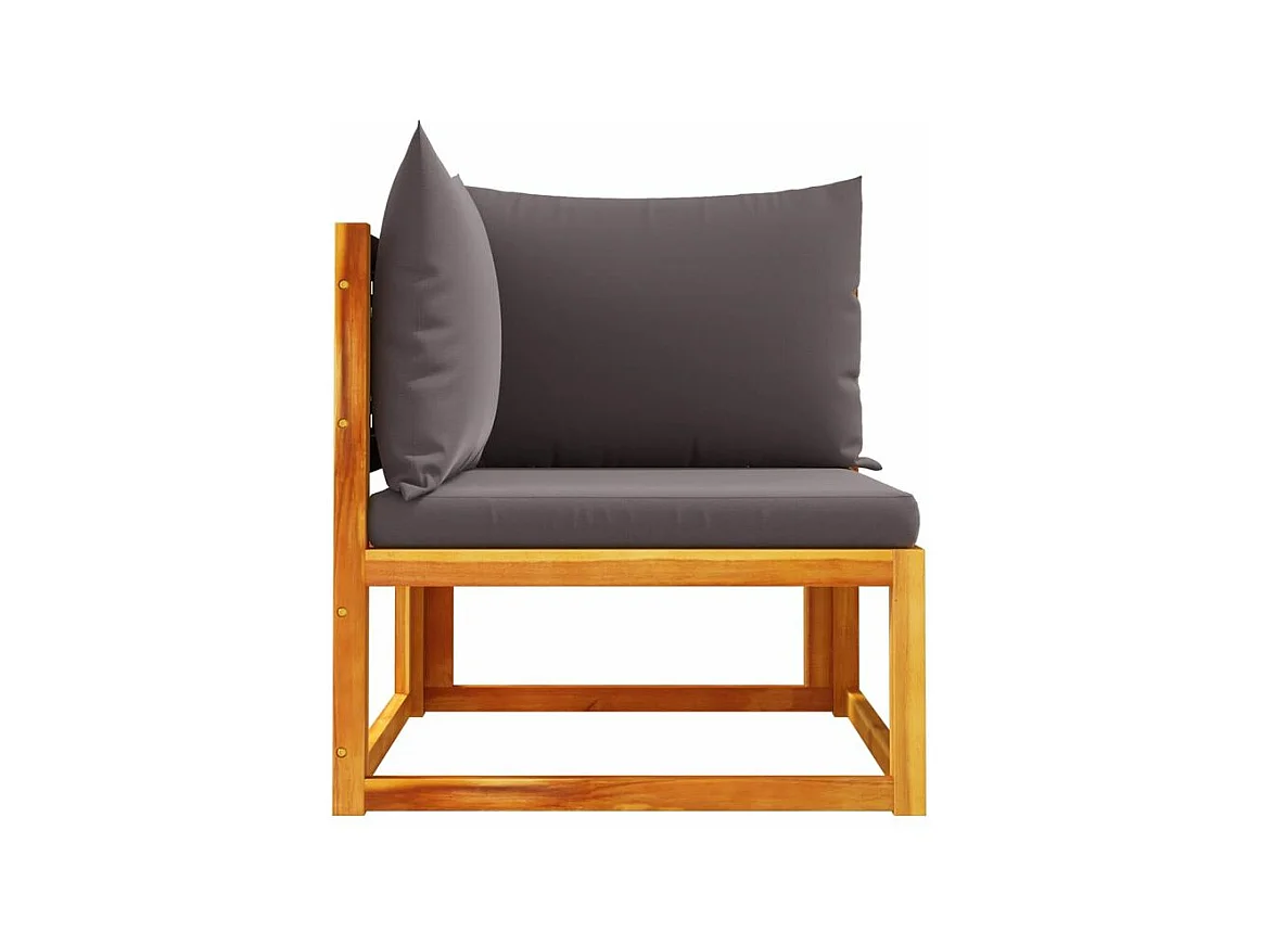 Canapé d'angle de jardin avec coussins bois massif d'acacia