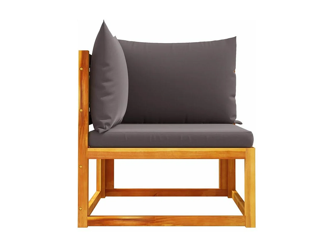 Canapé d'angle de jardin avec coussins bois massif d'acacia