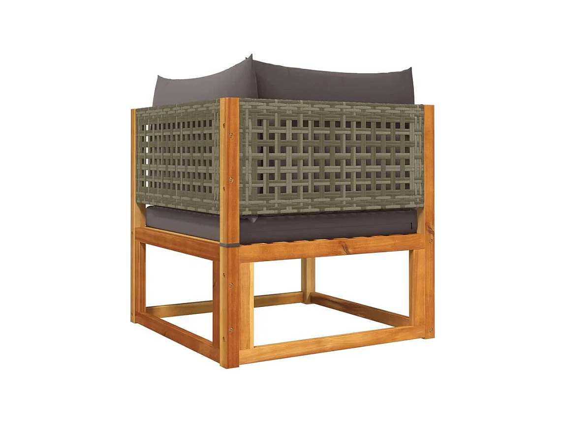 Canapés d'angle de jardin et coussins 2pcs bois massif d'acacia