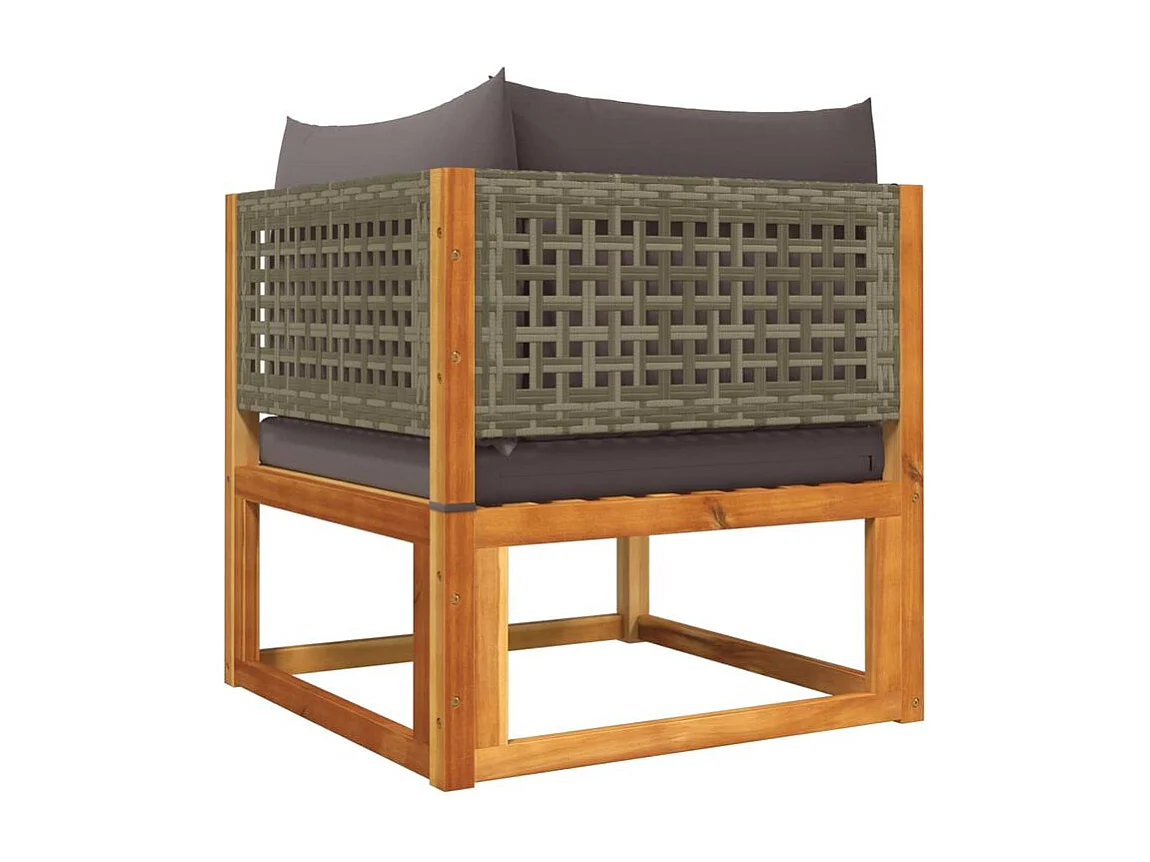 Canapés d'angle de jardin et coussins 2pcs bois massif d'acacia