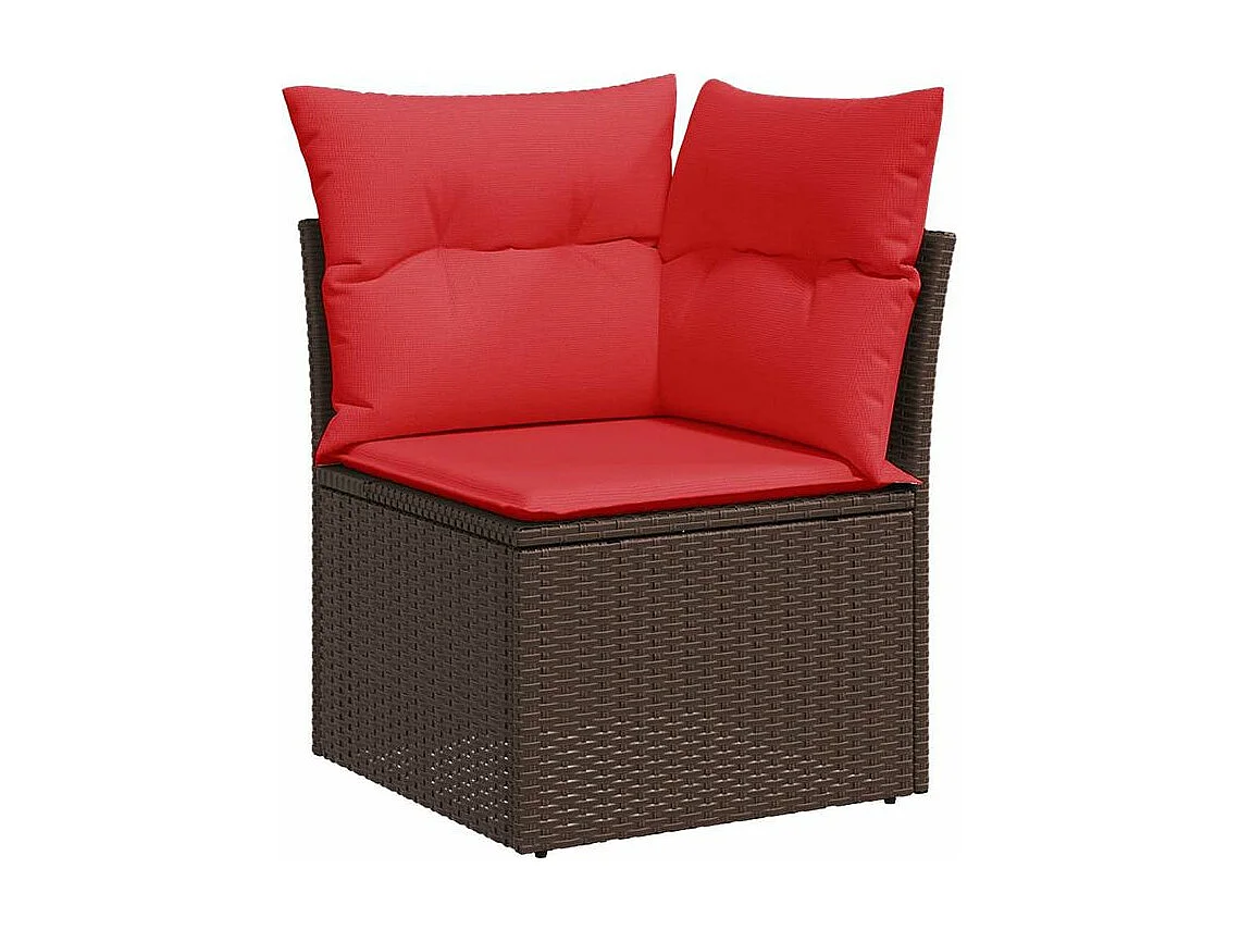 Salon de jardin avec coussins 9pcs marron résine tressée acacia