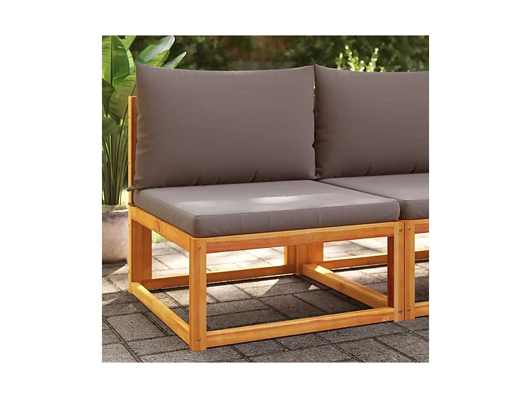 Canapé de jardin sans accoudoirs coussins bois massif d'acacia