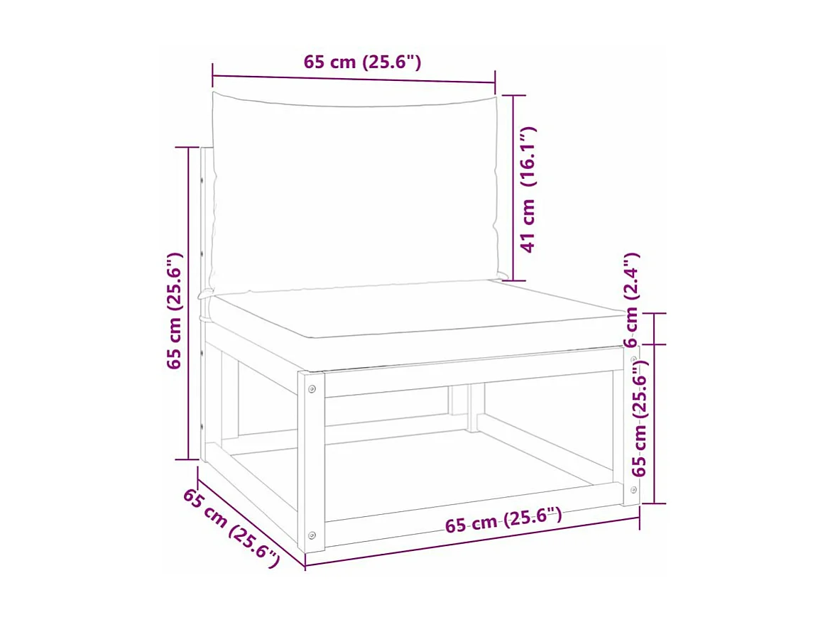 Canapé de jardin sans accoudoirs coussins bois massif d'acacia