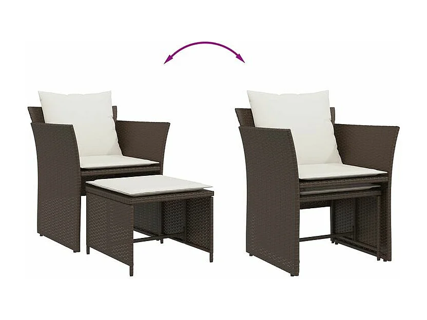 Chaise de jardin avec tabouret marron résine tressée